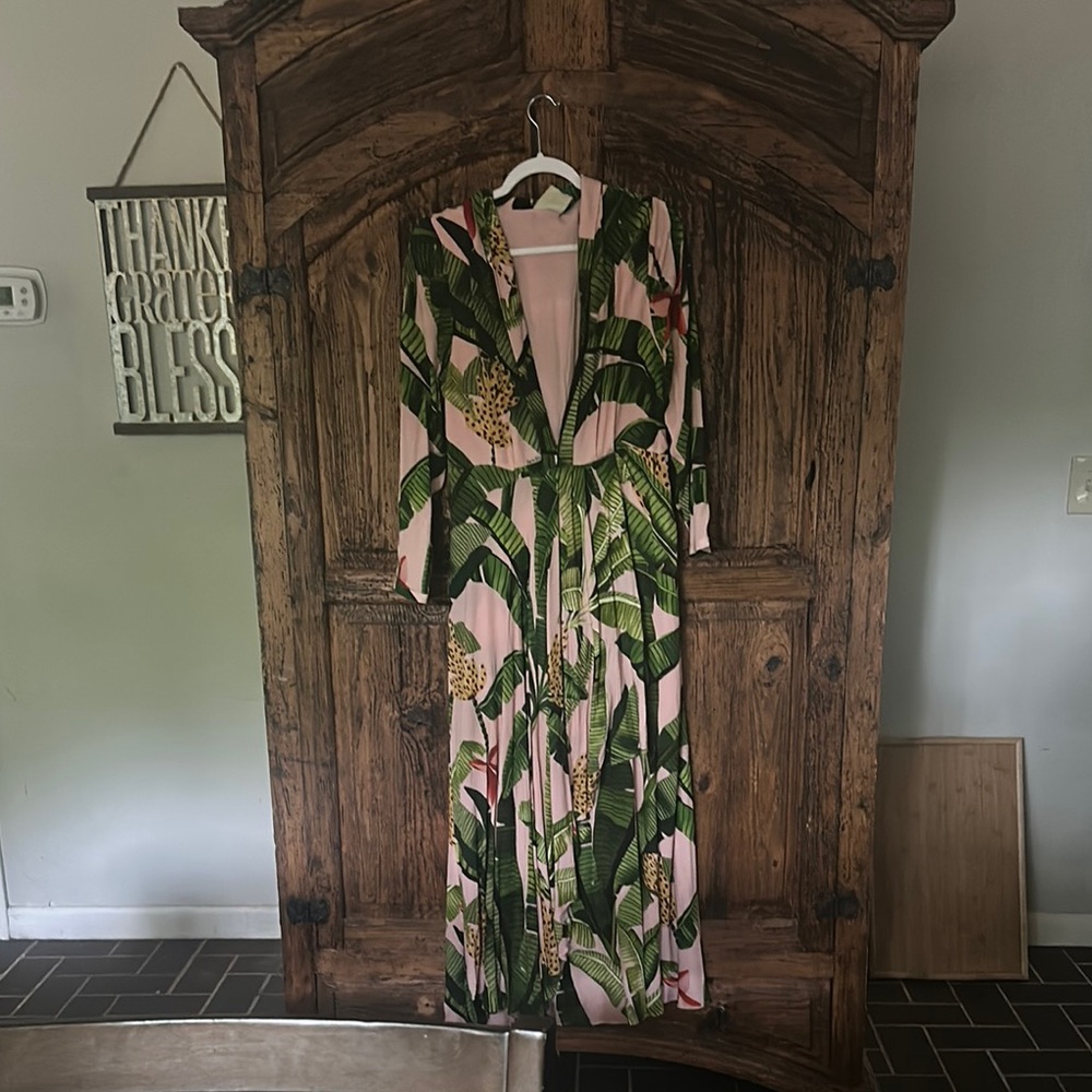Farm Rio Banana Leaves Pink Dress